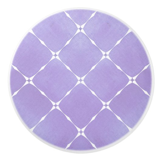 Elegant Bord Mauve & witte vierkanten Keramische Knop (Voorkant)