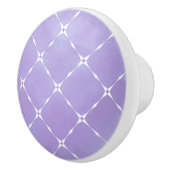 Elegant Bord Mauve & witte vierkanten Keramische Knop (Rechts)