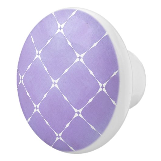 Elegant Bord Mauve & witte vierkanten Keramische Knop (Rechts)