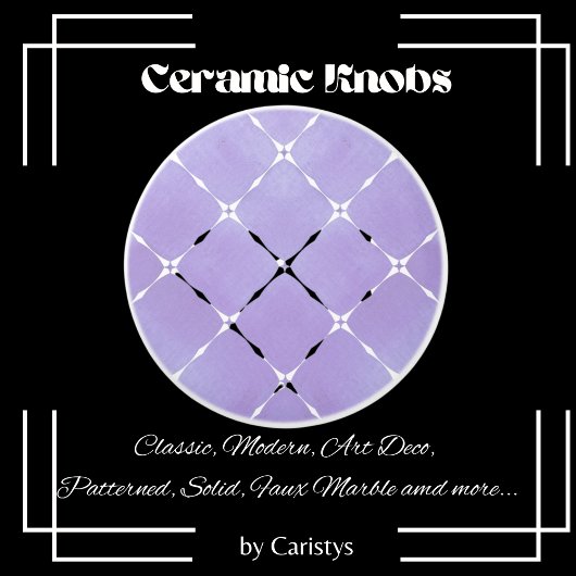 Elegant Bord Mauve & witte vierkanten Keramische Knop