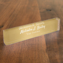 Elegant bord met naam voor bureau