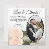 Elegant Bord Peach Roos met Oval Photo Weddenschap Bedankkaart (Voorkant)