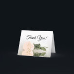 Elegant Bord Peach Roos Wedding Inside Foto Bedankkaart<br><div class="desc">Deze mooie kaart is de perfecte manier om je trouwgasten te bedanken voor hun deelname aan je speciale dag. Op de voorzijde staat een elegant lang gestampt bleek sinaasappel of perzikkleurig roos dat op de zijkant staat en dat in water reflecteert, met een mooie scripttitel die "Dank u" staat. Binnen...</div>