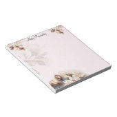 Elegant Bord Roze Bloemen Custom Notitieblok (Schuin)