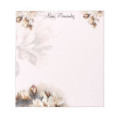 Elegant Bord Roze Bloemen Custom Notitieblok (Voorkant)