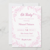 Elegant bord roze bloemige Baby shower Uitnodiging (Voorkant)