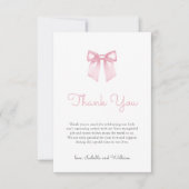 Elegant Bord Roze Bow Baby shower Bedankkaart (Voorkant)