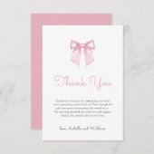 Elegant Bord Roze Bow Baby shower Bedankkaart (Voorkant / Achterkant)