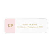 Elegant Bord Roze | Gouden minimalistische tekst Etiket (Voorkant)