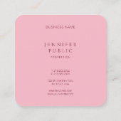 Elegant Bord Roze Modern Eenvoudig Ontwerp Sjabloo Vierkante Visitekaartje (Achterkant)
