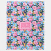 Elegant bord roze preppy waterverf verjaardagscade fleece deken (Voorkant)