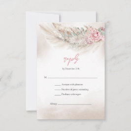 Elegant bord roze rozen pampas en salie groen RSVP Kaartje