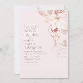 Elegant Bord Roze Rozen Trouwuitnodiging Kaart (Voorkant)