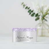 Elegant Bord Silver Ombre Folie Paars Glitter Visitekaartje (Staand voorkant)