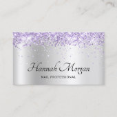 Elegant Bord Silver Ombre Folie Paars Glitter Visitekaartje (Voorkant)