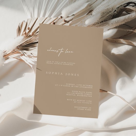 Elegant Bord Taupe Modern Vrijgezellenfeest Kaart