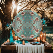 Elegant Bord van koper en turquoise papier