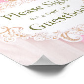 Elegant bord voor Bright Pink Floral Wedding Poster (Hoek)