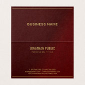Elegant Bordeaux And Gold Template Folded Visitekaartje (Binnenkant ongevouwen)