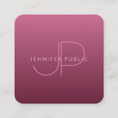 Elegant Bordeaux Colour Modern Monogram Sjabloon Vierkante Visitekaartje (Voorkant)