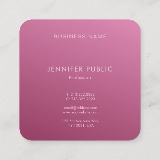 Elegant Bordeaux Colour Modern Monogram Sjabloon Vierkante Visitekaartje (Achterkant)