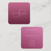 Elegant Bordeaux Colour Modern Monogram Sjabloon Vierkante Visitekaartje (Voorkant / Achterkant)