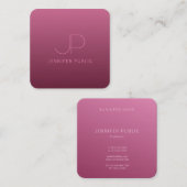 Elegant Bordeaux Colour Sjabloon Moderne monogram Vierkante Visitekaartje (Voorkant / Achterkant)