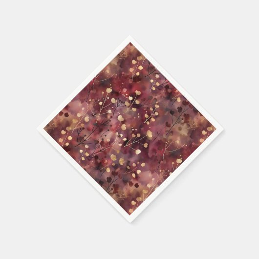 Elegant bordeaux goud abstract bloemig servet (Hoek)