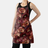 Elegant bordeaux goud bloemenpatroon schort (Insitu)