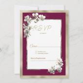 Elegant bordeaux goud wit orchidee bloemenrsvp kaart (Voorkant)
