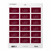 Elegant bordeaux grijs monogram bruiloft adres etiket (Full Sheet)