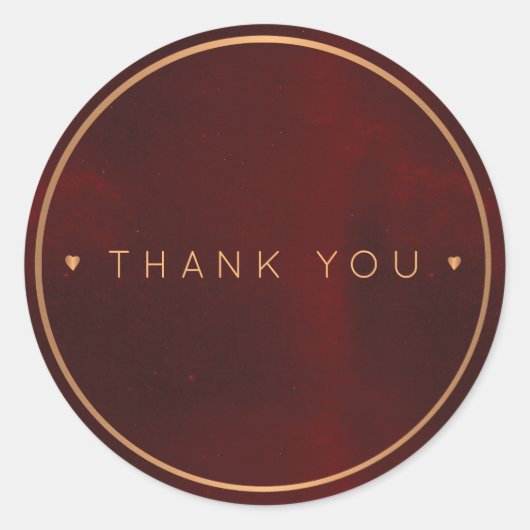  elegant bordeaux koperen goud dank u ronde sticker (Voorkant)