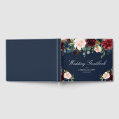 Elegant bordeaux & marine bloemenbruiloft gastenbo gastenboek (Volledig)
