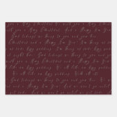 Elegant Bordeaux rood script kerst Inpakpapier Vel (Voorkant)