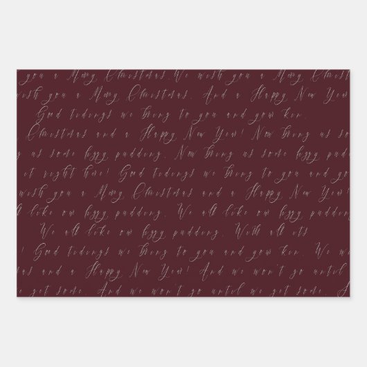 Elegant Bordeaux rood script kerst Inpakpapier Vel (Voorkant)