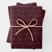 Elegant Bordeaux rood script kerst Inpakpapier Vel (In situ)