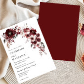 Elegant bordeaux roos en floral design Trouwen Kaart