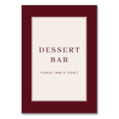 Elegant bordeauxkleurig dessertbar-aanwijsbord kaart (Achterkant)