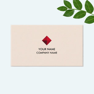 Elegant bordeauxrood diamanten logo op lichtbeige visitekaartje