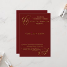 Elegant bordeauxrood en goud folie monogram