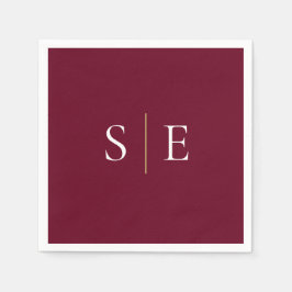 Elegant bordeauxrood en goud monogram minimalistis servet
