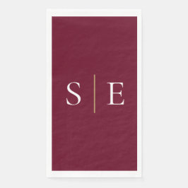 Elegant bordeauxrood en gouden monogram minimalist servet