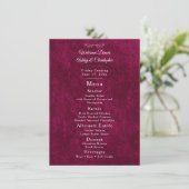 Elegant bordeauxrood fluwelen witte welkomstdiner menu (Staand voorkant)