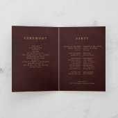Elegant bordeauxrood gouden trouw uitnodigingsprog programma (Binnen)