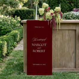 Elegant bordeauxrood huwelijks welkomstbord vinyl spandoek