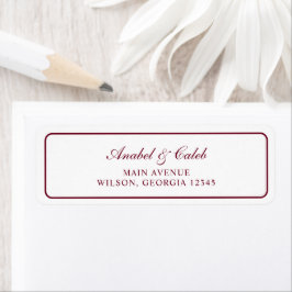 Elegant bordeauxrood kader trouw retouradres etiket