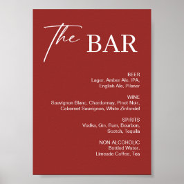 Elegant bordeauxrood kerst bruiloft bar poster