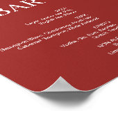 Elegant bordeauxrood kerst bruiloft bar poster (Hoek)
