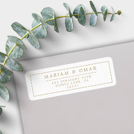 Elegant Border Gold Minimalistical Return Address Etiket