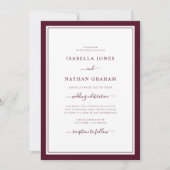 Elegant Border Minimalist Burgundy Script Weduwsch Kaart (Voorkant)
